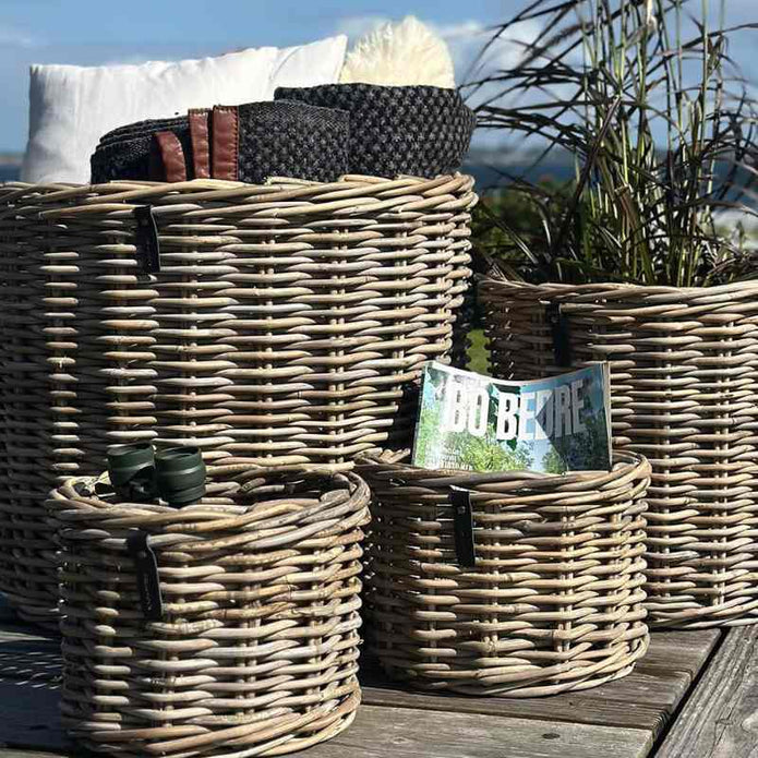 Kubu Rattan-Körbe rund in 3 Größen von A2 Living, für Indoor und Outdoor