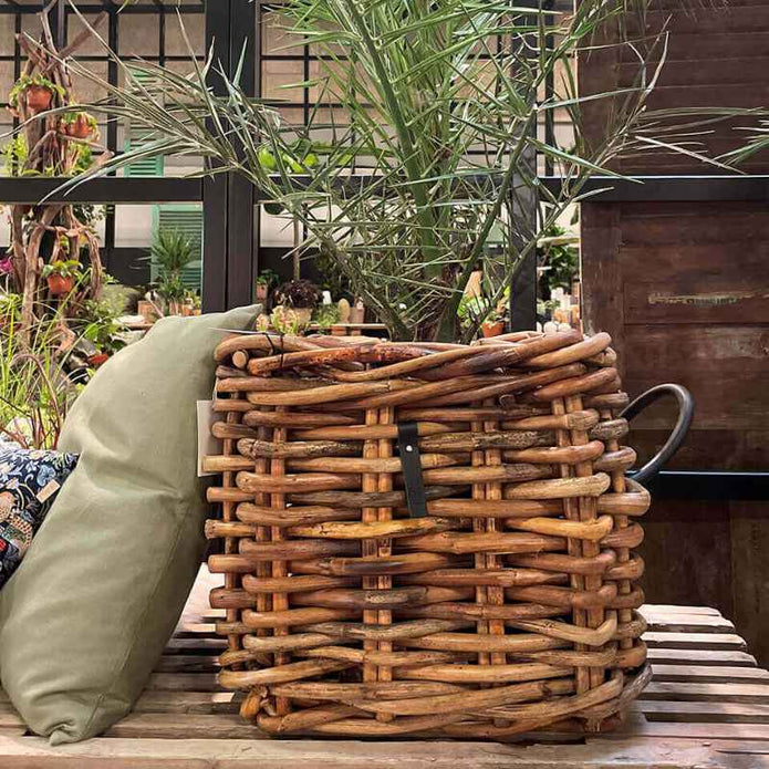 Rattankorb eckig groß Maxi Low von A2 Living. Länge 41 cm x Breite 41 cm x Höhe 39 cm