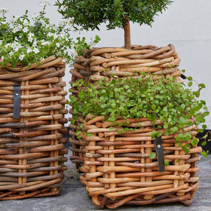 Rattankorb eckig Mini Low von A2 Living für Indoor und Outdoor Länge 27 cm, Breite 27 cm, Höhe 24 cm