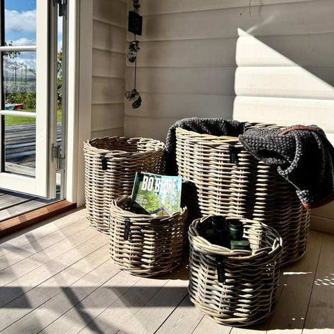 Kubu Rattan-Körbe rund in 3 Größen von A2 Living, für Indoor und Outdoor