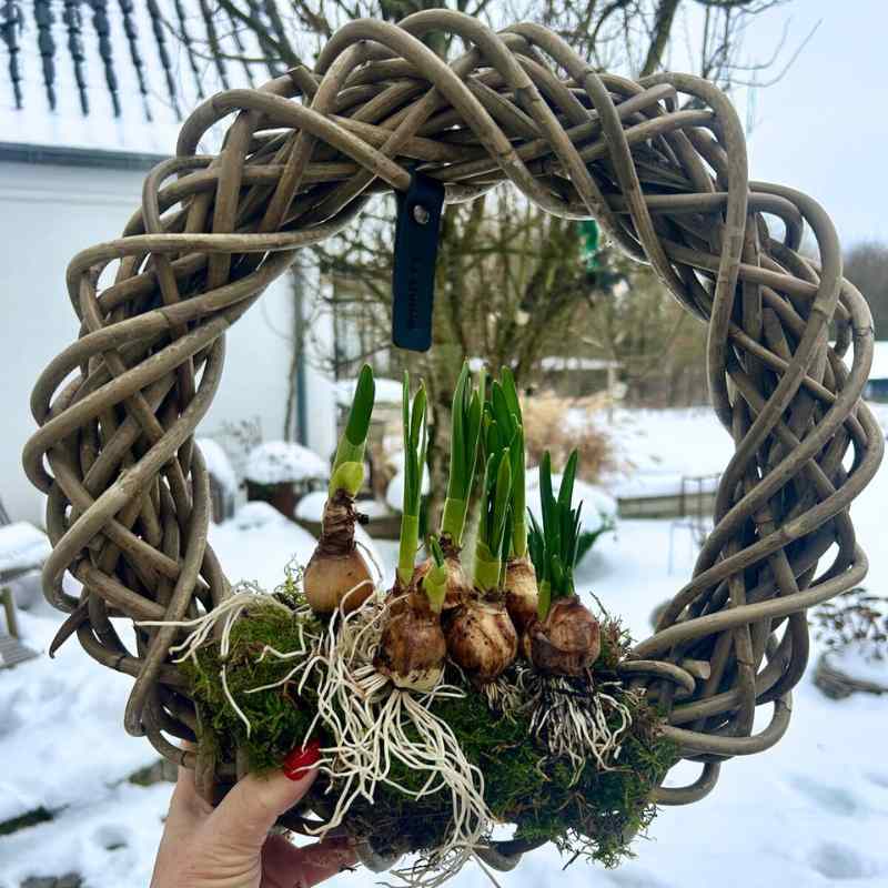 Rattan-Kranz in drei Größen, aus Kubu Grey Rattan, zum Aufhängen