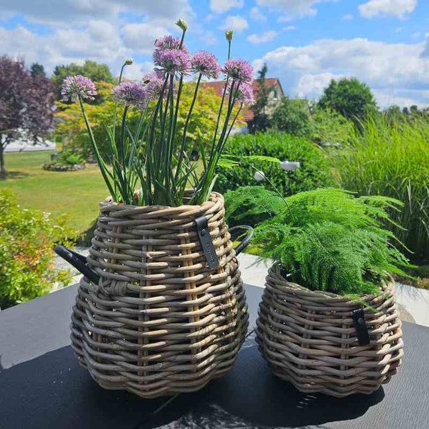 A2 Living Rattan-Korb Blumentopf 'Pear" für Drinnen und Draußen, Höhe 18 cm, Durchmesser 24 cm