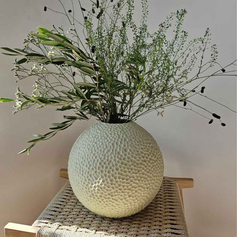 Vase Kaia 25cm von Cooee in der Farbe linnen