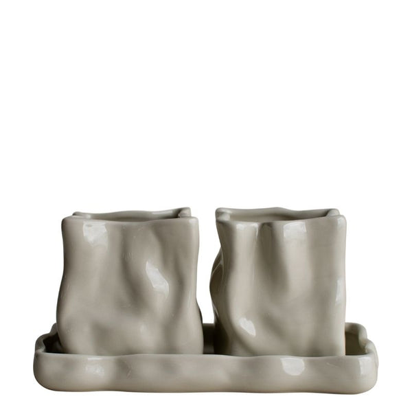 Keramik Töpfe Herb, shiny creme
