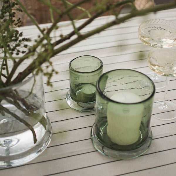 Glas Windlicht Bubble grün, mittel