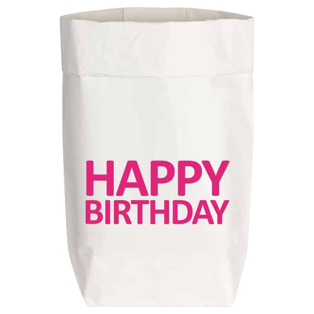 Geschenktüte aus Papier weiß, von 17;30 Hamburg, HAPPY BIRTHDAY, H