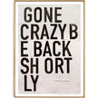 Poster 70x50 cm schwarz/weiß mit coolem Print GONE CRAZY BE BACK SHORTLY