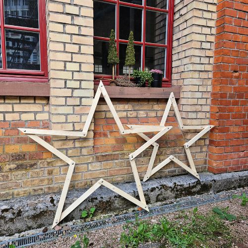 Holzstern unbehandelt in zwei Groessen, klappbar