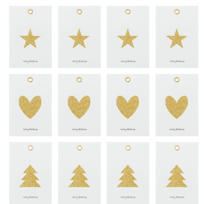 Geschenkanhänger Glitr von House Doctor, weiß/gold 12 Set