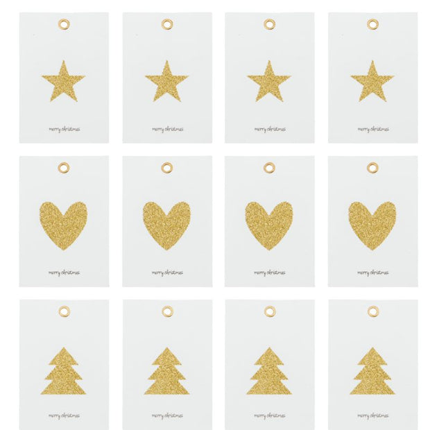 Geschenkanhänger Glitr von House Doctor, weiß/gold 12 Set