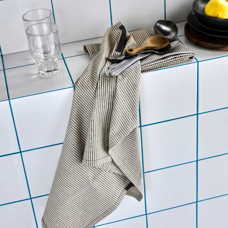 Geschirrtuch Cook von House Doctor, grau gestreift, 100% Baumwolle