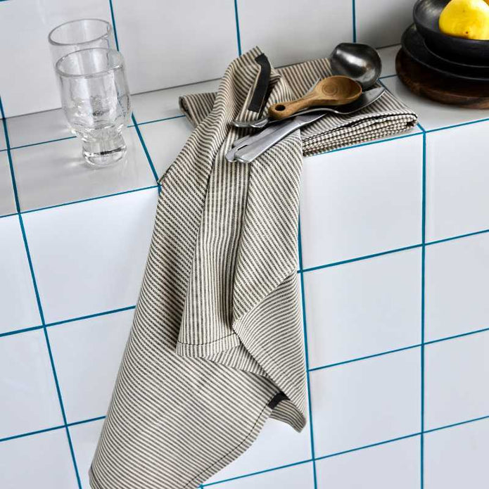 Geschirrtuch Cook von House Doctor, grau gestreift, 100% Baumwolle