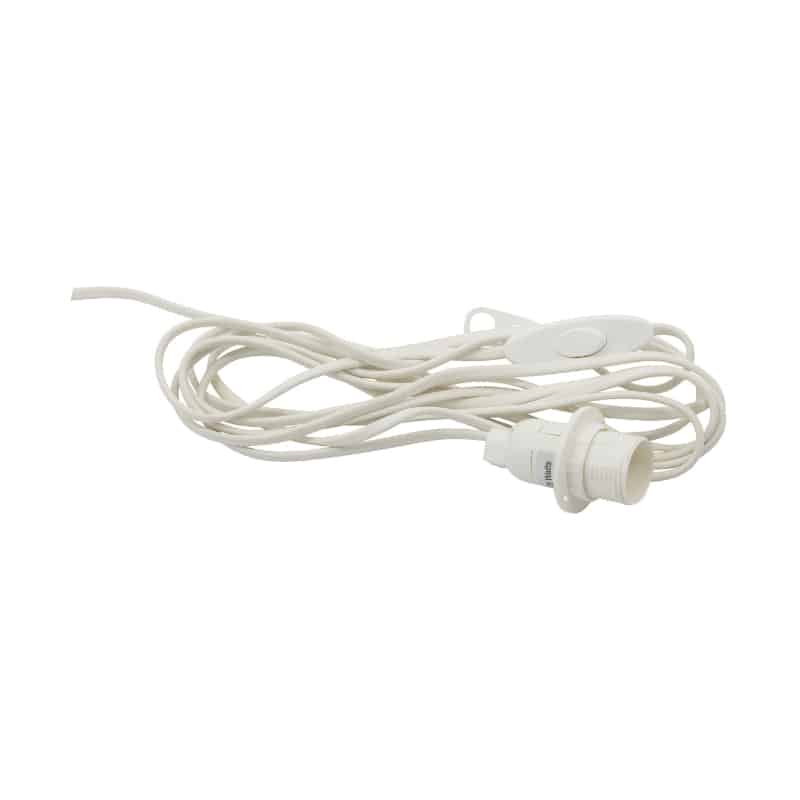 Weißes Kabel mit Fassung, 4 Meter lang, von House Doctor
