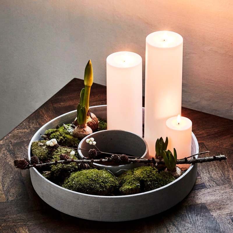 grauer Kerzenhalter The Ring von House Doctor aus Polystone