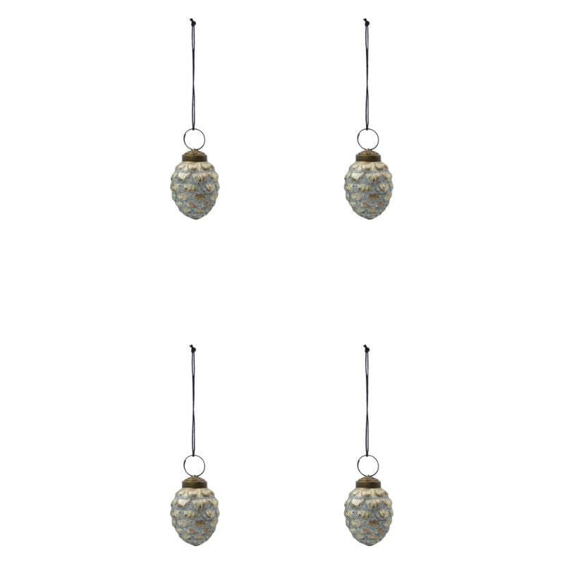 Weihnachtsschmuck Cone von House Doctor, Ornamente im 4er Set, Antik-Silber