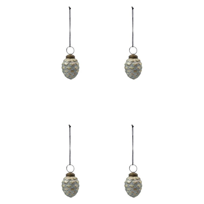 Weihnachtsschmuck Cone von House Doctor, Ornamente im 4er Set, Antik-Silber