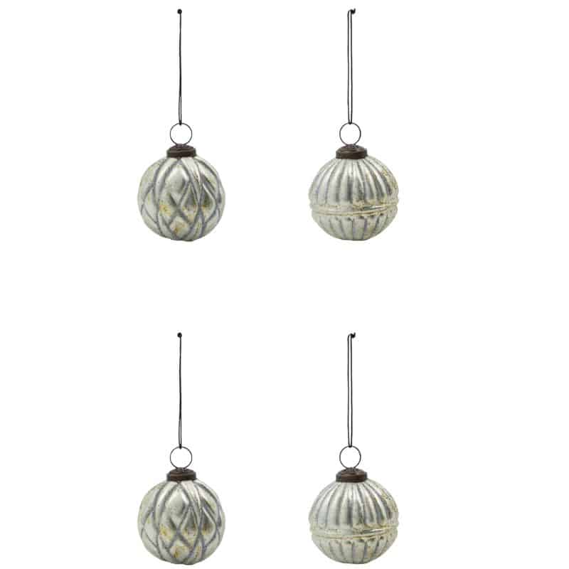 Weihnachtskugeln Rhomb 4er Set von House Doctor, antik-silber