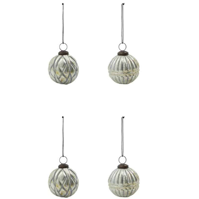 Weihnachtskugeln Rhomb 4er Set von House Doctor, antik-silber