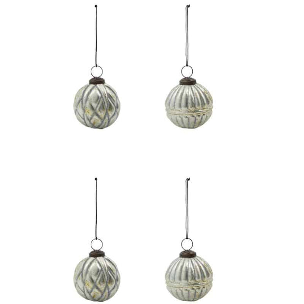 Weihnachtskugeln Rhomb 4er Set von House Doctor, antik-silber