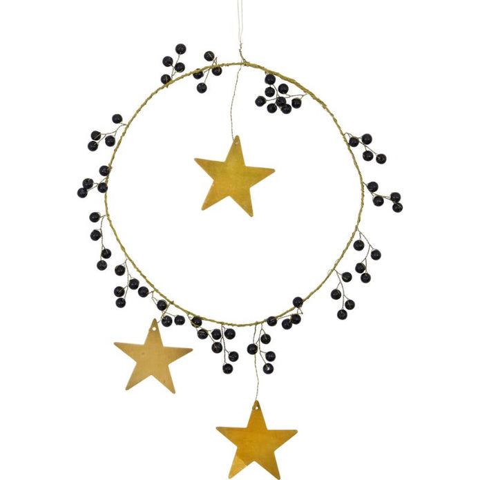Weihnachtsschmuck Star von House Doctor, Ring mit Sternen und schwarzen Kugeln