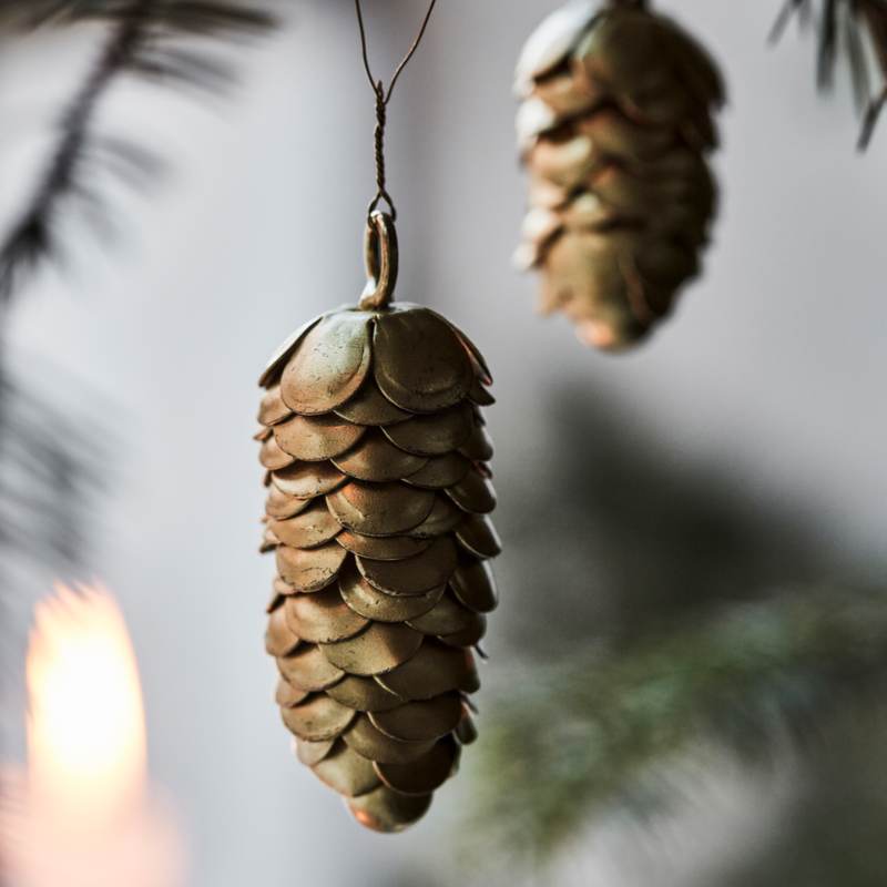 Weihnachtszapfen Cone von House Doctor, gold, 2er Set