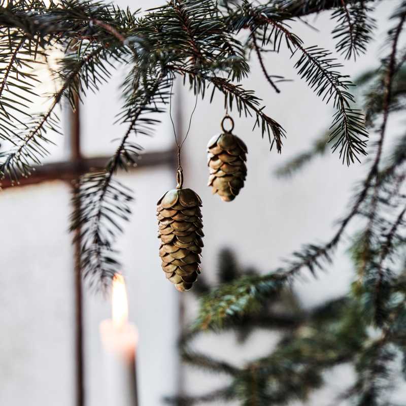 Weihnachtszapfen Cone von House Doctor, gold, 2er Set