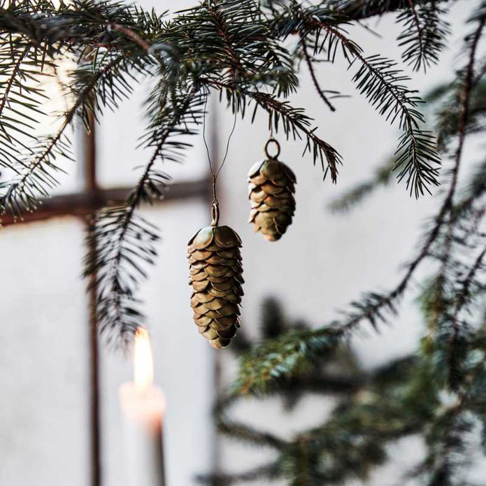 Weihnachtszapfen Cone von House Doctor, gold, 2er Set