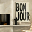 Poster BONJOUR beige von Huisjevansanne