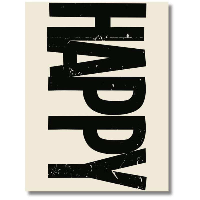 Gartenposter Outdoor mit Aufschrift "HAPPY" in den Größen 100x140cm und 70x100cm