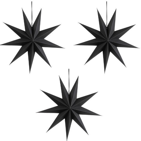 Papiersterne schwarz 3er Set 60 cm groß
