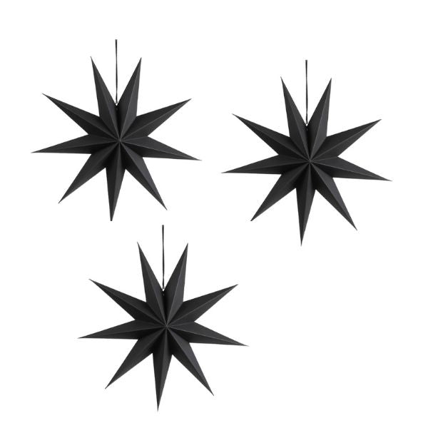 Papiersterne schwarz 3er Set 30 cm groß
