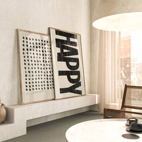 Poster DOTS beige von Huisjevansanne