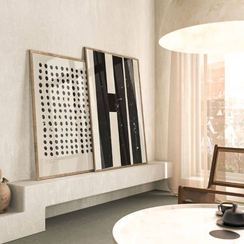 Poster DOTS beige von Huisjevansanne