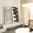 Poster HAPPY beige von Huisjevansanne