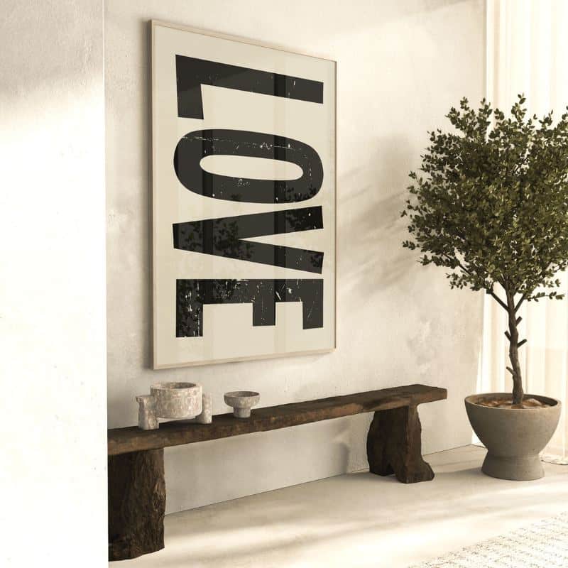 Poster LOVE beige von Huisjevansanne