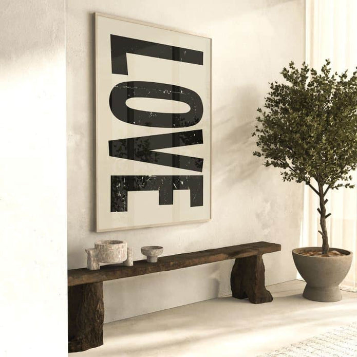 Poster LOVE beige von Huisjevansanne