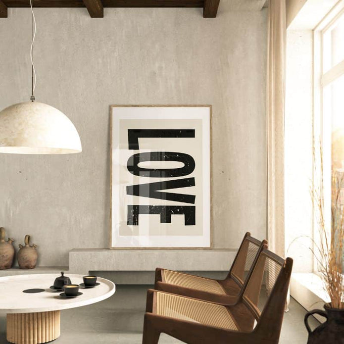 Poster LOVE beige von Huisjevansanne