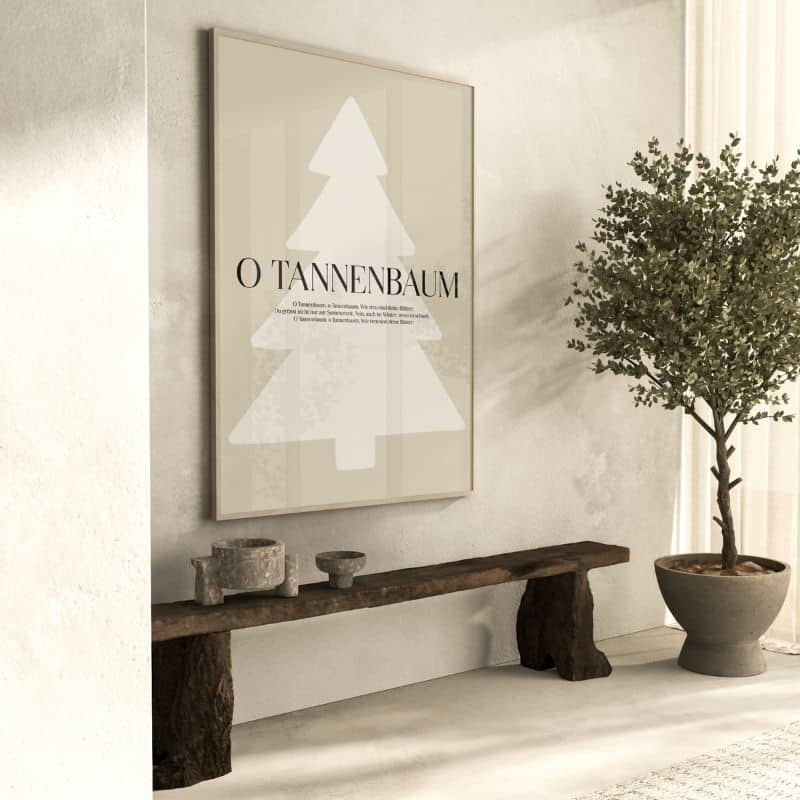 Weihnachtsposter Oh Tannenbaum beige/schwarz für Weihnachten