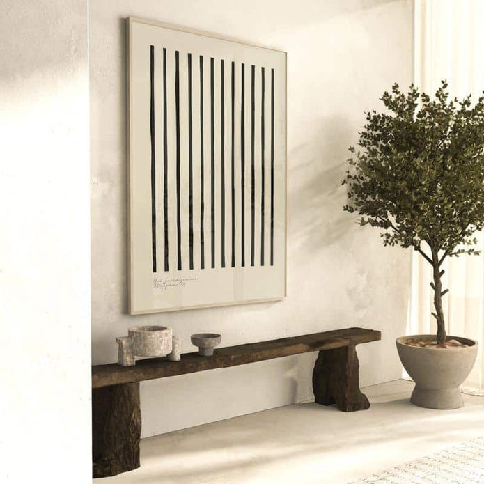 Poster STRIPES beige von Huisjevansanne