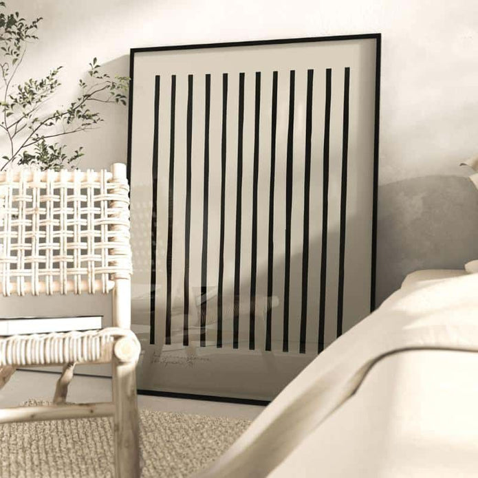 Poster STRIPES beige von Huisjevansanne