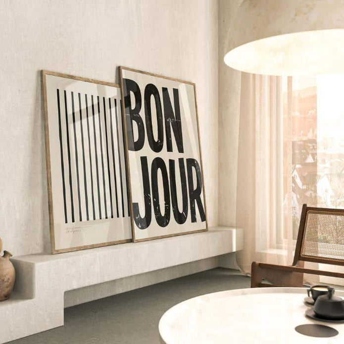 Poster STRIPES beige von Huisjevansanne
