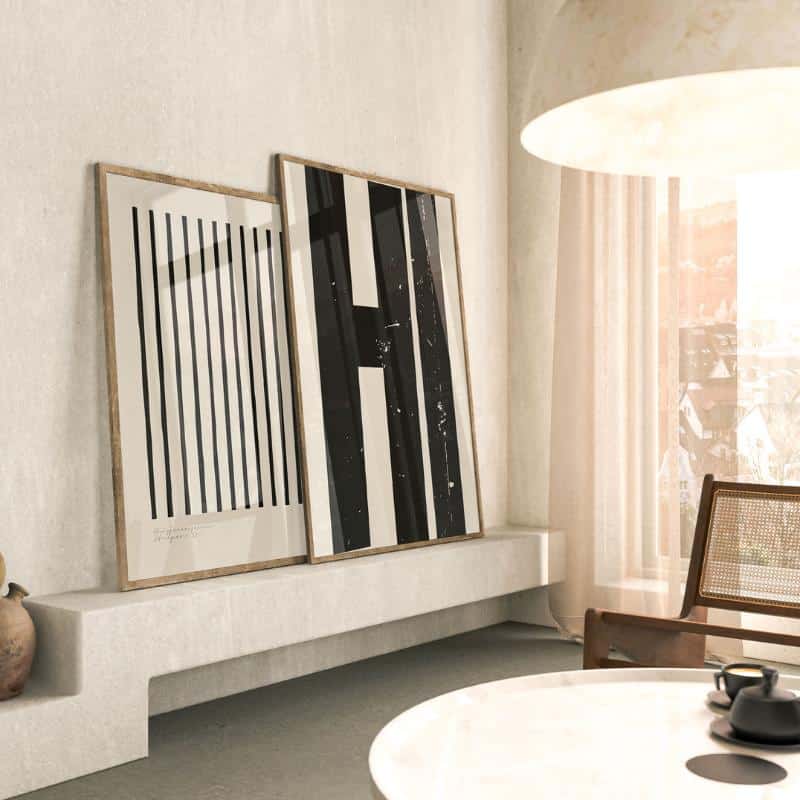 Poster STRIPES beige von Huisjevansanne