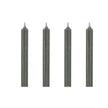 4er Set Dinnerkerzen 19,5cm x 2,1 cm in den Farben black, dark grey, steel grey, olive und rot.