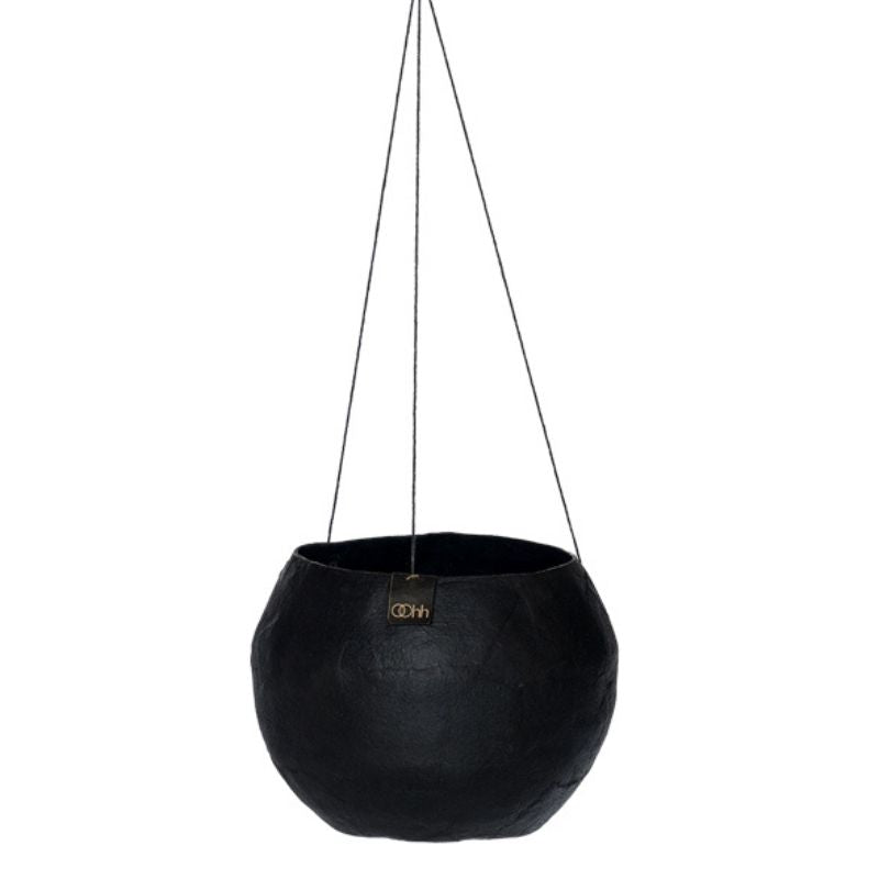 Blumenampel von Lübech Living, schwarz und olive, Durchmesser 17,5 cm, Höhe 13 cm