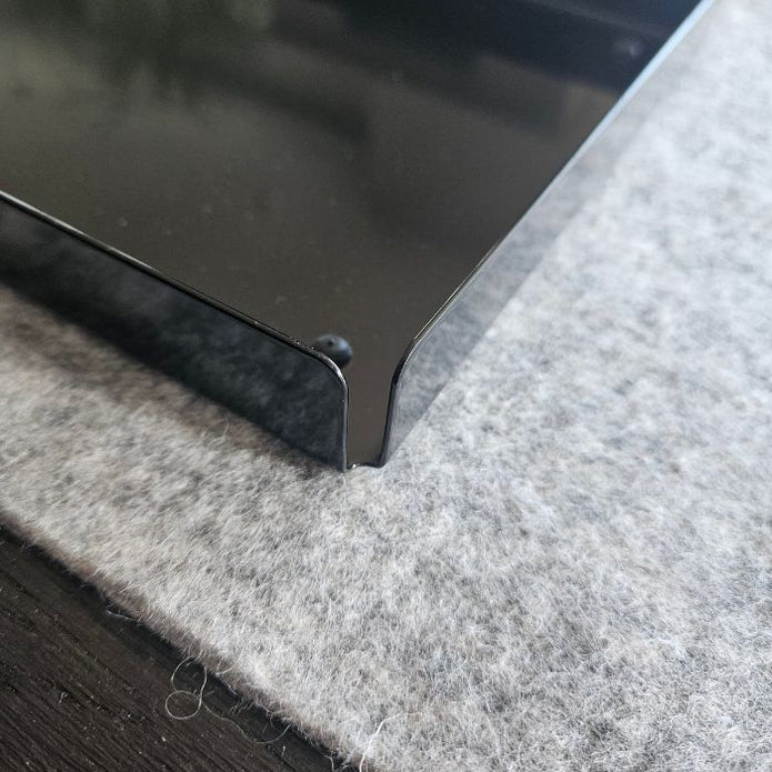 Schwarzes Metalltablett aus Edelstahl, Länge 61 cm, Breite 21 cm, Höhe 3 cm, pulverbeschichtet, mit offenen Kanten