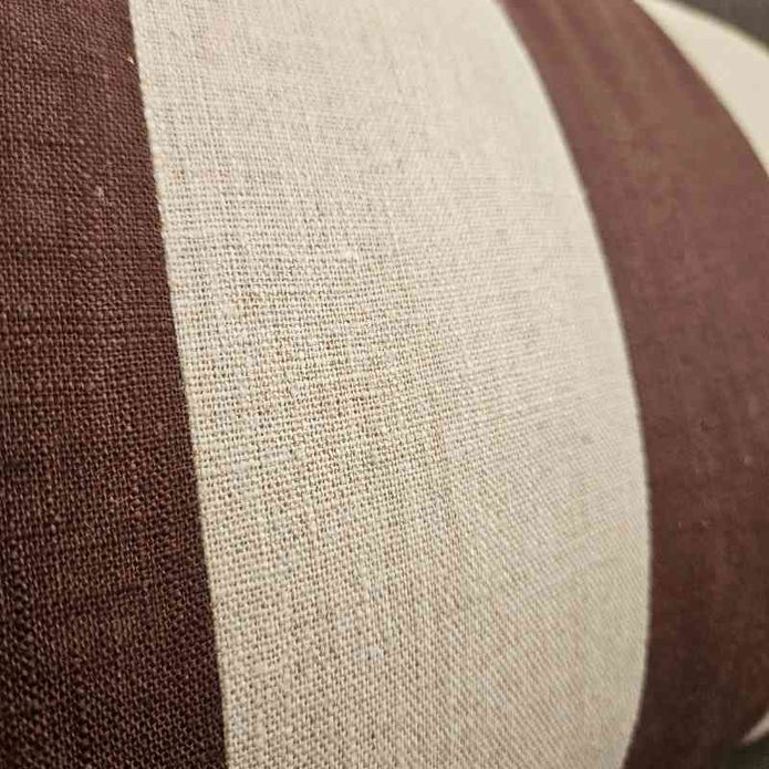 Kissen Farbe dunkelbraun und sand mit Streifen, 64x33 cm, 100% Leinen