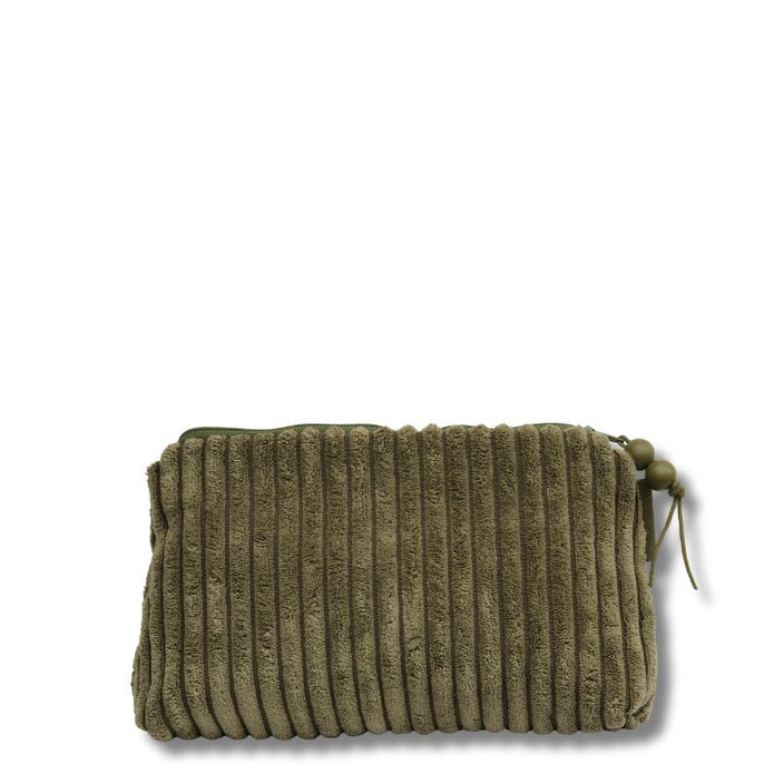 Grüne Tasche aus Cordstoff mit Reissverschluss