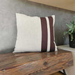 Kissen Farbe dunkelbraun und sand mit Streifen, 47x47 cm, aus 100% Leinen