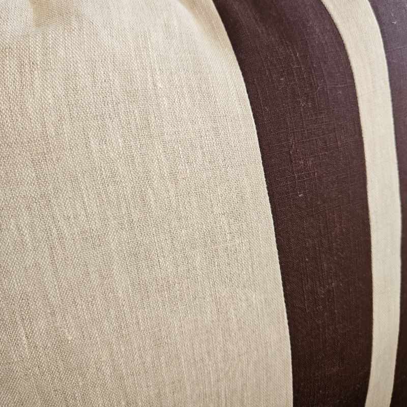 Kissen Farbe dunkelbraun und sand mit Streifen, 47x47 cm, aus 100% Leinen