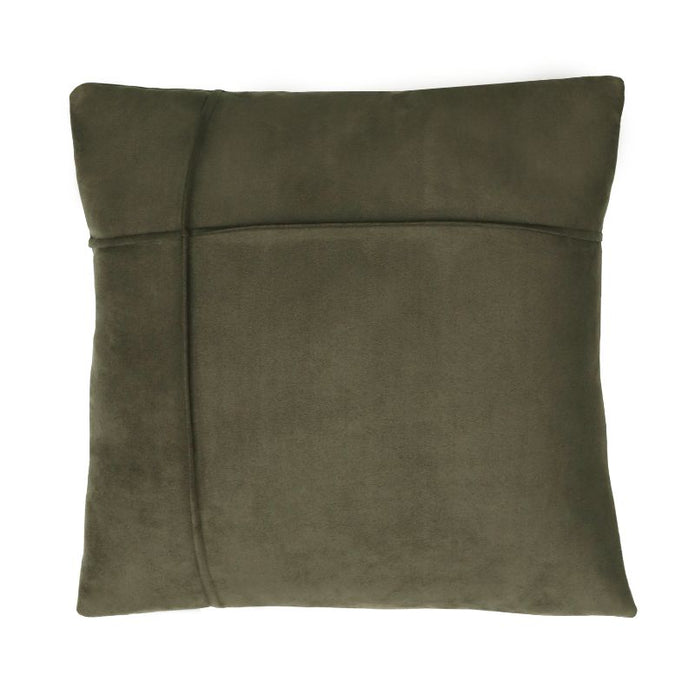 Grünes Kissen in Wildlederoptik, handgefertigt, 46x46 cm